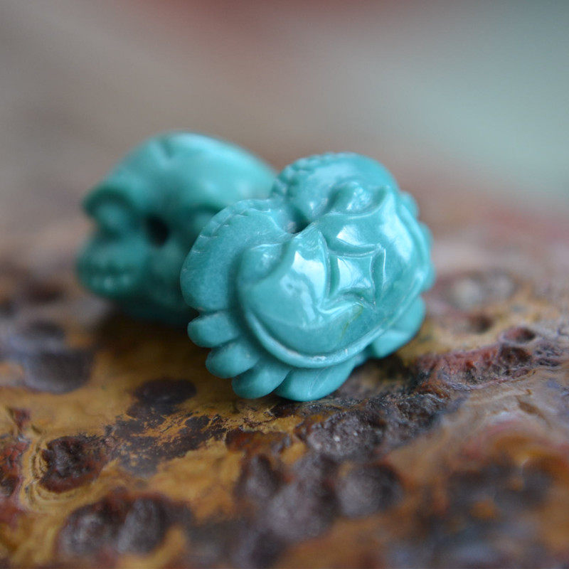 弘玉缘湖北原矿绿松石螃蟹八方来财吊坠配饰手链手串手工diy配件