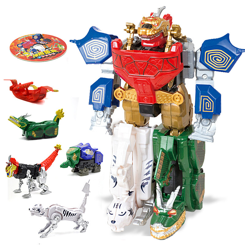 神兽金刚变形五合体青龙在现天神地兽白虎朱雀玄武麒麟五合一