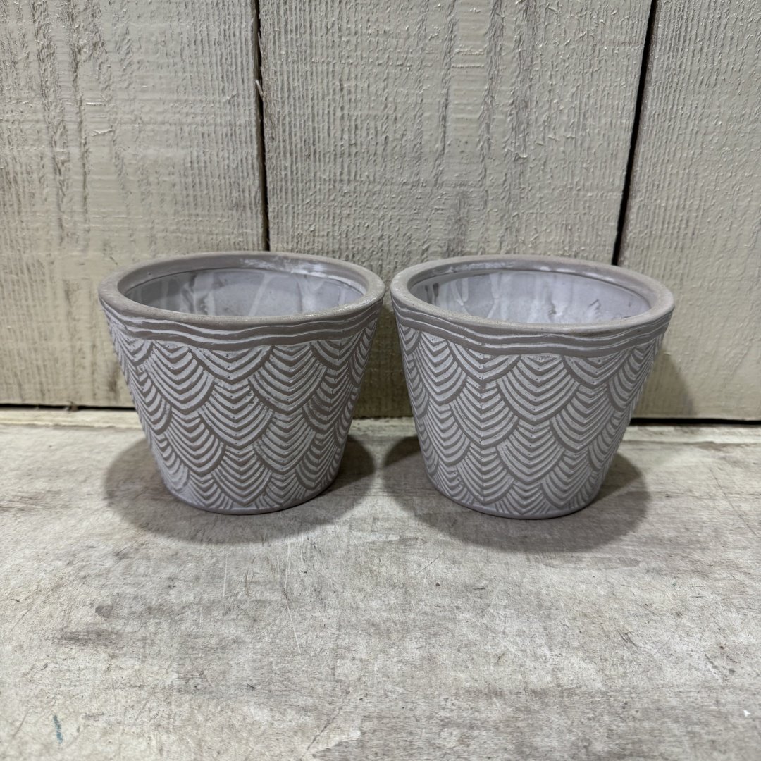 外贸风情 哑光磨砂白色 浮雕花纹 无底孔 家用陶瓷花盆