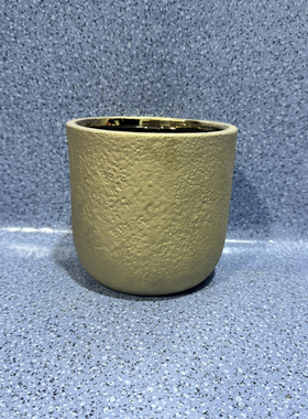 外贸风情 哑光磨砂做旧金色 凹凸手捏款式 无底孔 家用陶瓷花盆