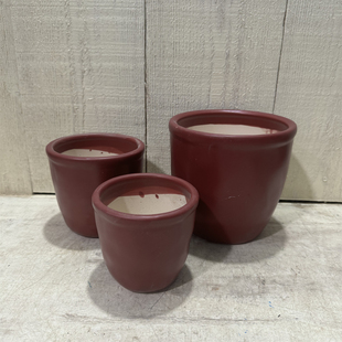 外贸风情 酒红色 不规则手捏款 无底孔 大中小号 陶瓷花盆套