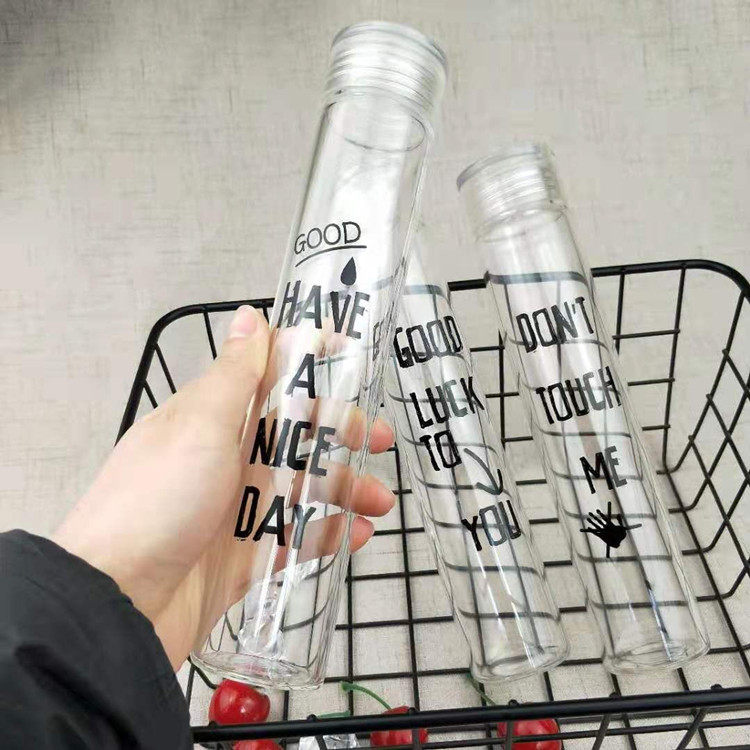 时尚长款透明耐高温水瓶果汁杯