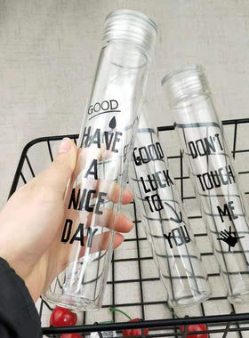 时尚长款透明耐高温水瓶果汁杯