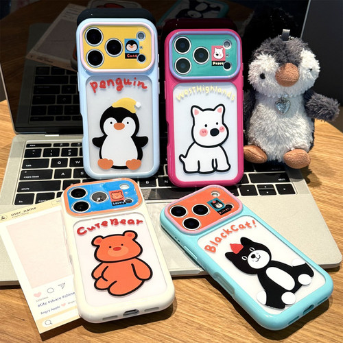 情侣呆萌西高地动物适用苹果17promax手机壳iphone16pro高级感ip15撞色14plus可爱air新款13创意12全包11软套
