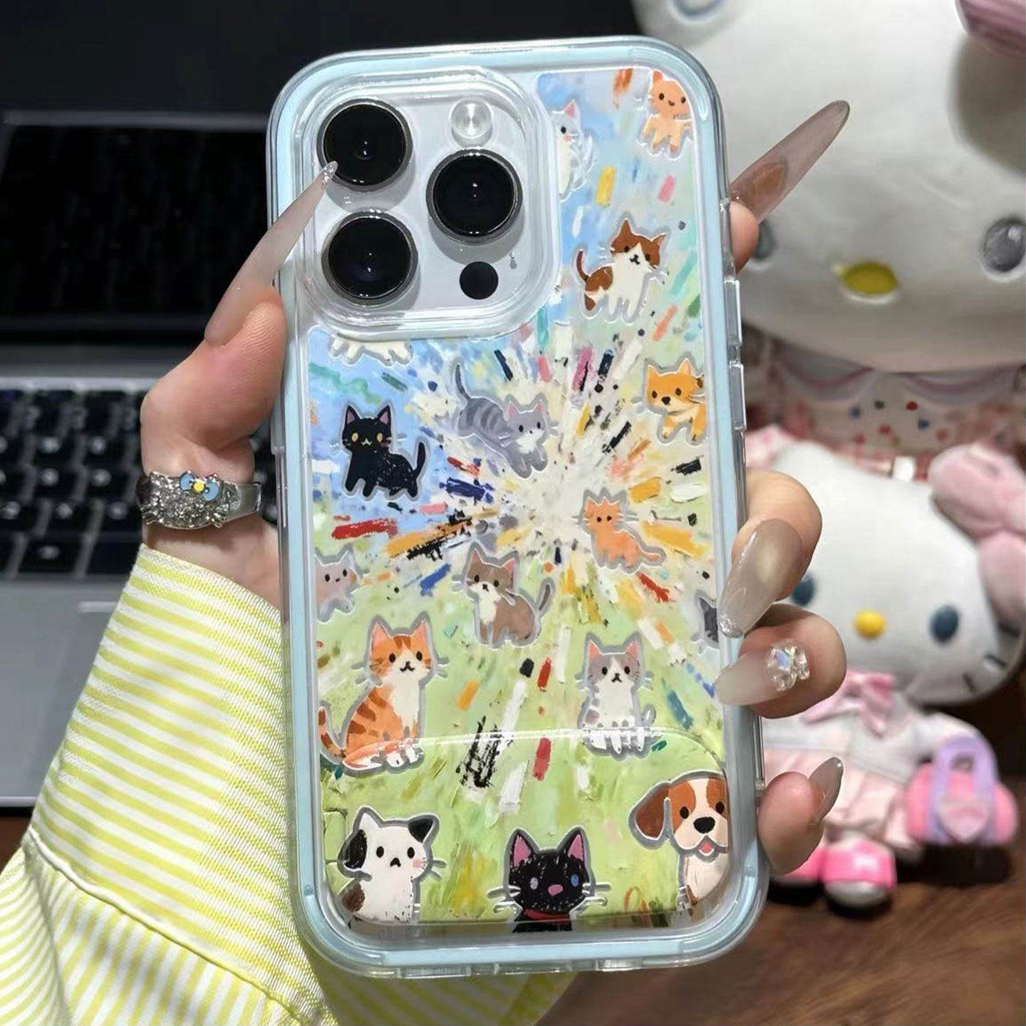 爆炸猫咪支架新款适用苹果17Pro手机壳iPhone16max12小米15华为mate80pura70k90note14荣耀500vivox300nova13