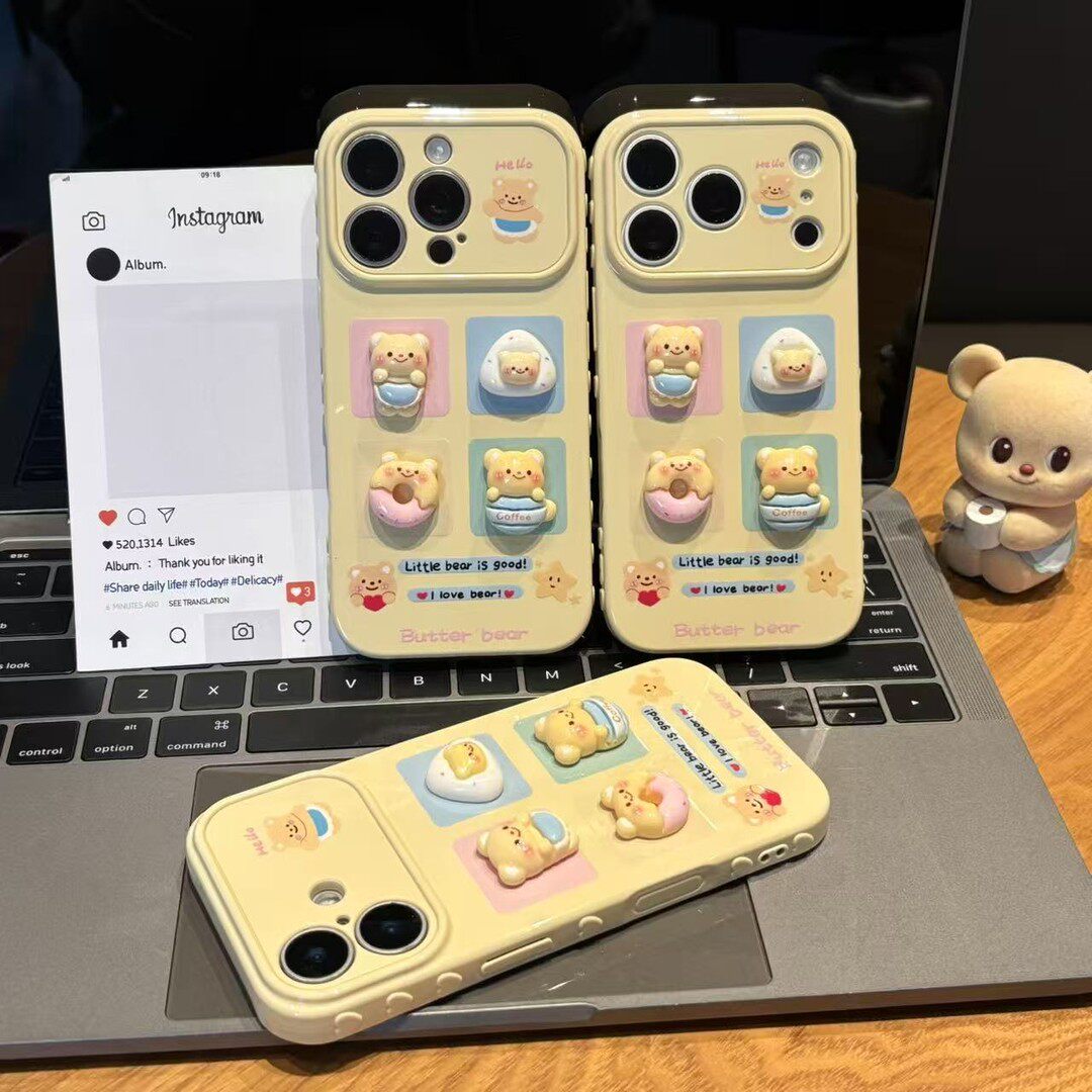 可爱黄油小熊适用于苹果17promax手机壳iphone16plus新款ip15pro高颜值14超火13por女款air保护12防摔11软套