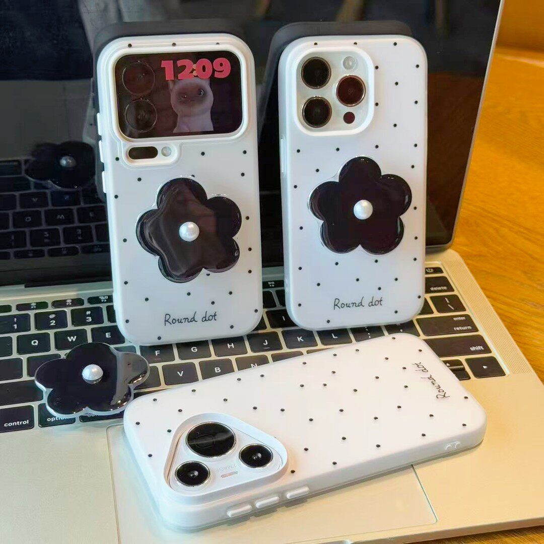 韩风波点黑花支架新款适用苹果17Promax手机壳iPhone16pro小米15华为mate80pura70k90opporeno14荣耀400x300