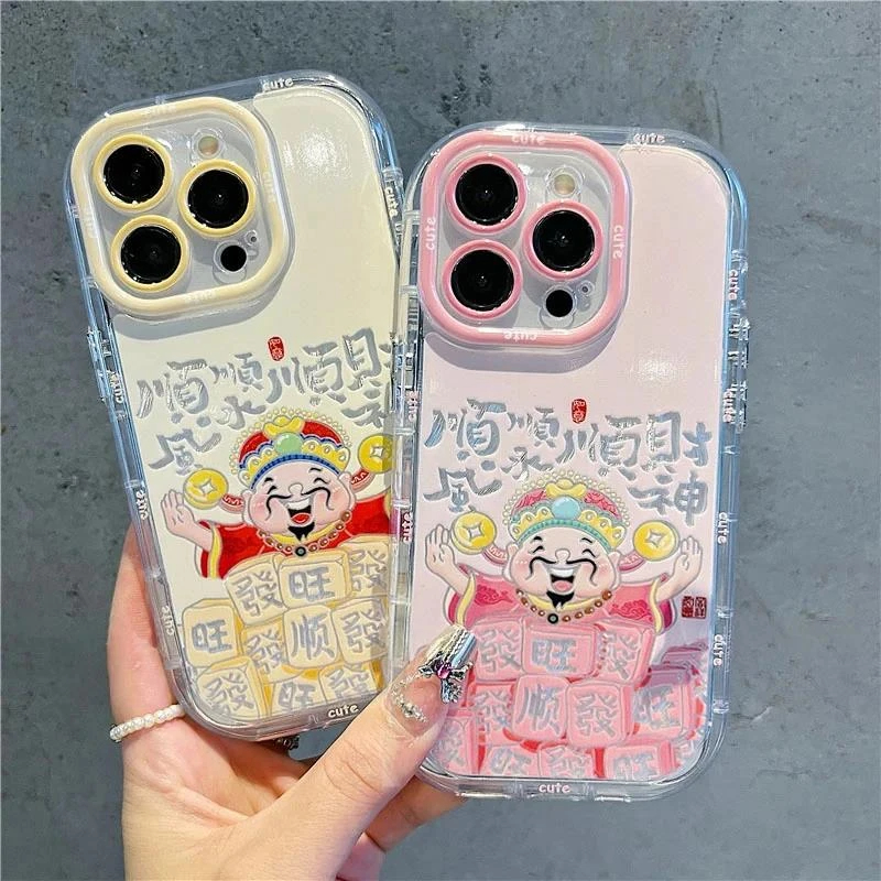 顺风顺水顺财神适用苹果16pro手机壳iPhone14max小米15华为mate70荣耀200x100k60p50nova13reno12一加ace2s18