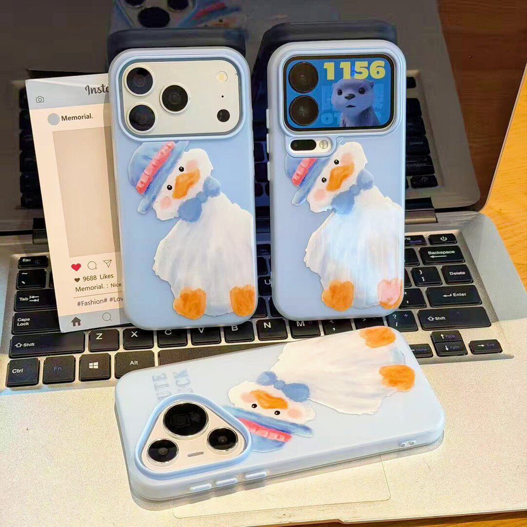 可爱歪头鸭新款适用苹果17Promax手机壳iPhone16Pro小米15华为mate80pura70k90reno14荣耀400x300oppofindx9