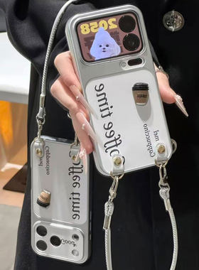 咖啡英文挂绳新款适用iPhone17promax手机壳苹果16pro小米17华为mate80P90加13荣耀500magic8nova15K90X300s