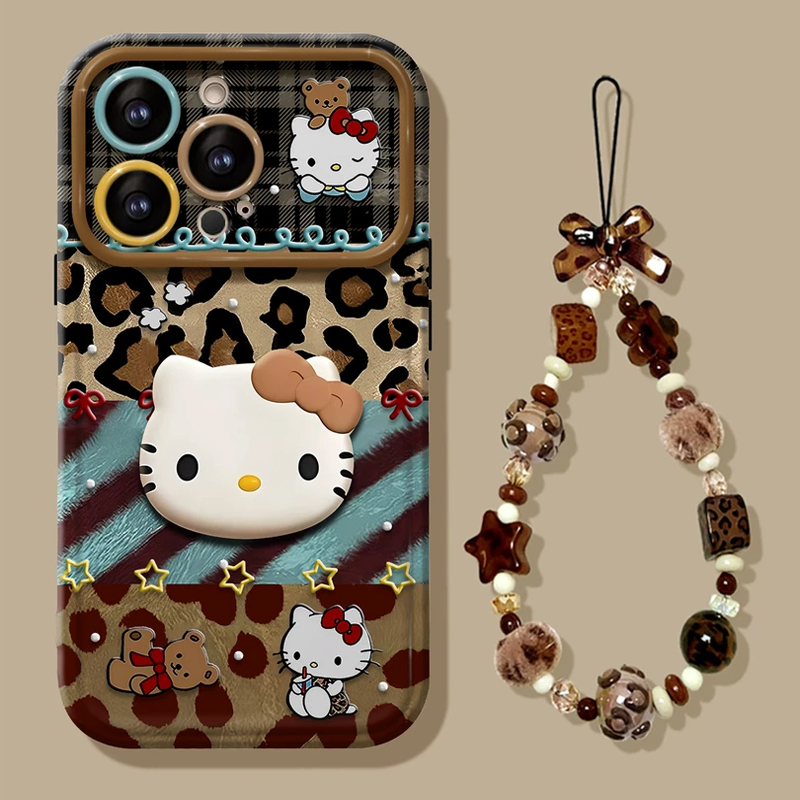 豹纹KT贴件挂链新款适用苹果17Pro手机壳iPhone16max14小米15华为mate80pura70k60reno13荣耀100x200magic7