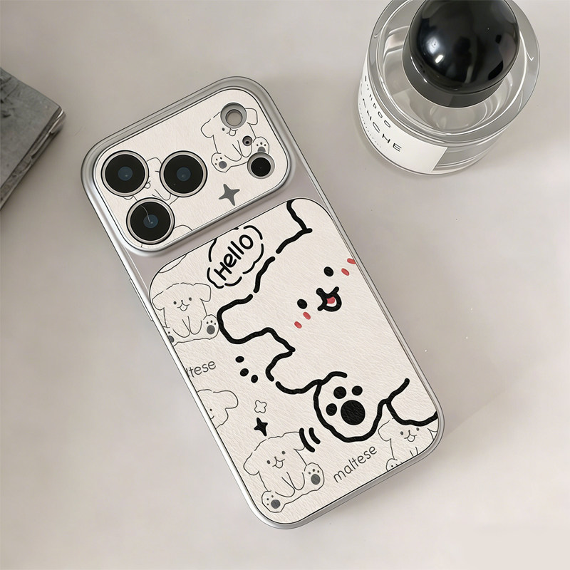秒变17大视窗可爱线条小狗新款适用苹果17promax手机壳iphone16pro14plus13小米17华为mate80p60reno15findx9