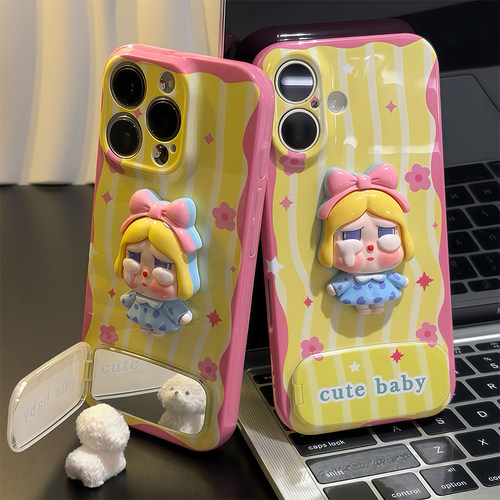 立体哭娃支架新款适用苹果17promax手机壳iPhone16pro小米15华为mate70pura80k60opporeno14荣耀100note13s20