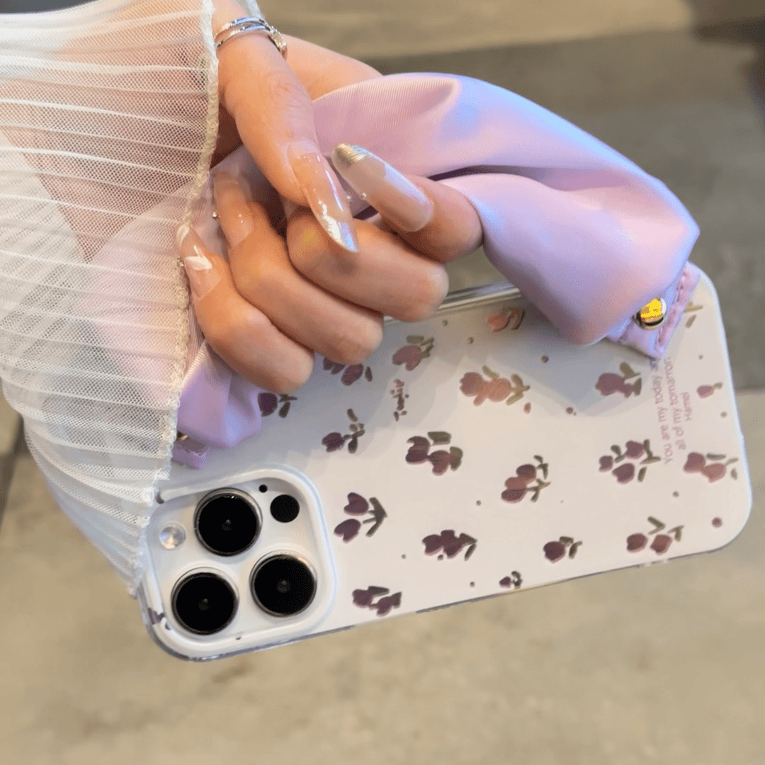 紫色郁金香腕带适用苹果15promax手机壳iPhone16/13小米14华为mate60荣耀200x100k70p50reno11note12一加ace3