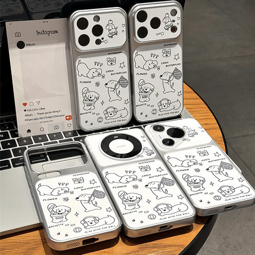 线条趣味小狗适用iPhone18Promax手机壳苹果17pro小米15华为mate80p90k80reno16加15nova14x300findx9magic8