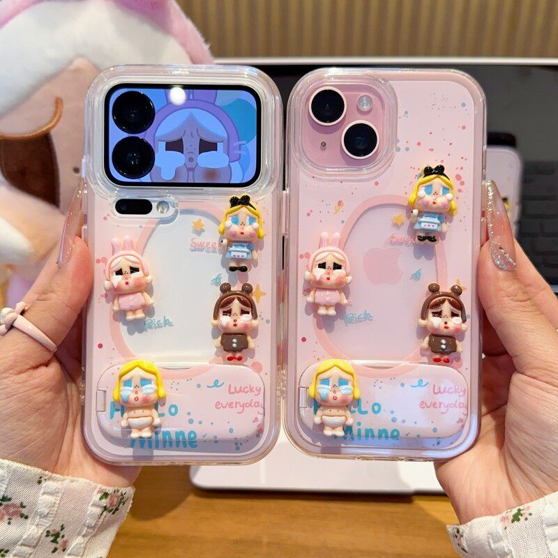 立体可爱哭娃支架新款适用苹果17Pro手机壳iPhone16max13小米15华为mate80pura70k90reno14荣耀500x300magic8