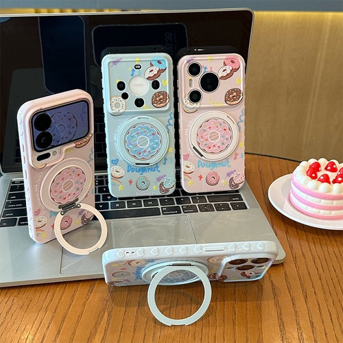 蓝粉甜甜圈适用苹果17手机壳iPhone16promax华为mate80findx9ACE6p70nova14reno15X200Smagic8小米17K90Y500