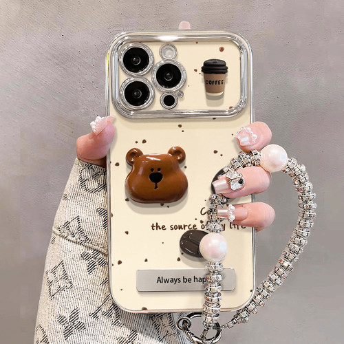 立体咖啡小熊适用苹果16promax手机壳iPhone15plus小米14华为mate60荣耀100x90/80note13iqoo11reno12p50K70