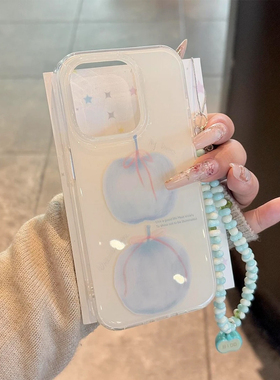 丝带蓝苹果高级新款适用苹果16pro手机壳iphone15max小米14华为mate60p70k80reno13nova12荣耀300x200vivos18