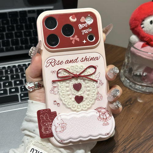 粉小熊蛋糕爱心支架适用苹果18promax手机壳iPhone17pro16小米18华为mate80p90K70note15nova14U荣耀500x300