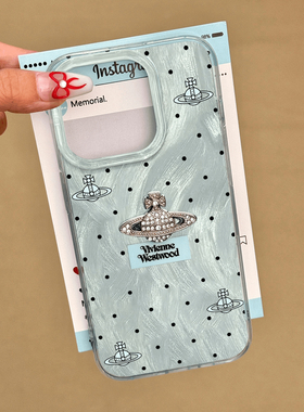 蓝色波点豹纹星球适用苹果15pro手机壳iPhone13max小米14ip16华为mate60荣耀90x80k50pura70reno11note12s18