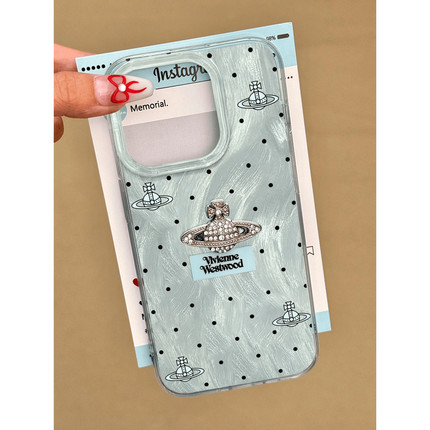 蓝色波点豹纹星球适用苹果15pro手机壳iPhone13max小米14ip16华为mate60荣耀90x80k50pura70reno11note12s18