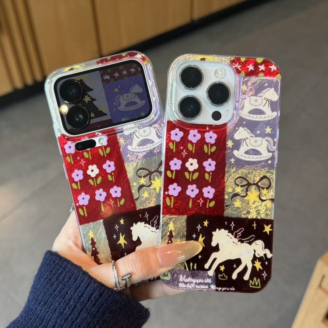 新年拼接花朵小马新款马年适用苹果17Pro手机壳iPhone16max小米15华为mate80pura70k90note14荣耀400x300s20,3C数码配件,手机保护套/壳,淘宝优惠券,粉丝福利购,淘宝优惠卷