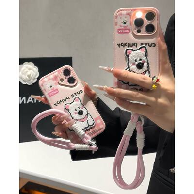 cute西高地挂绳新款适用苹果17Promax手机壳iPhone16pro小米15华为mate80pura70k60nova14荣耀100x200vivos30