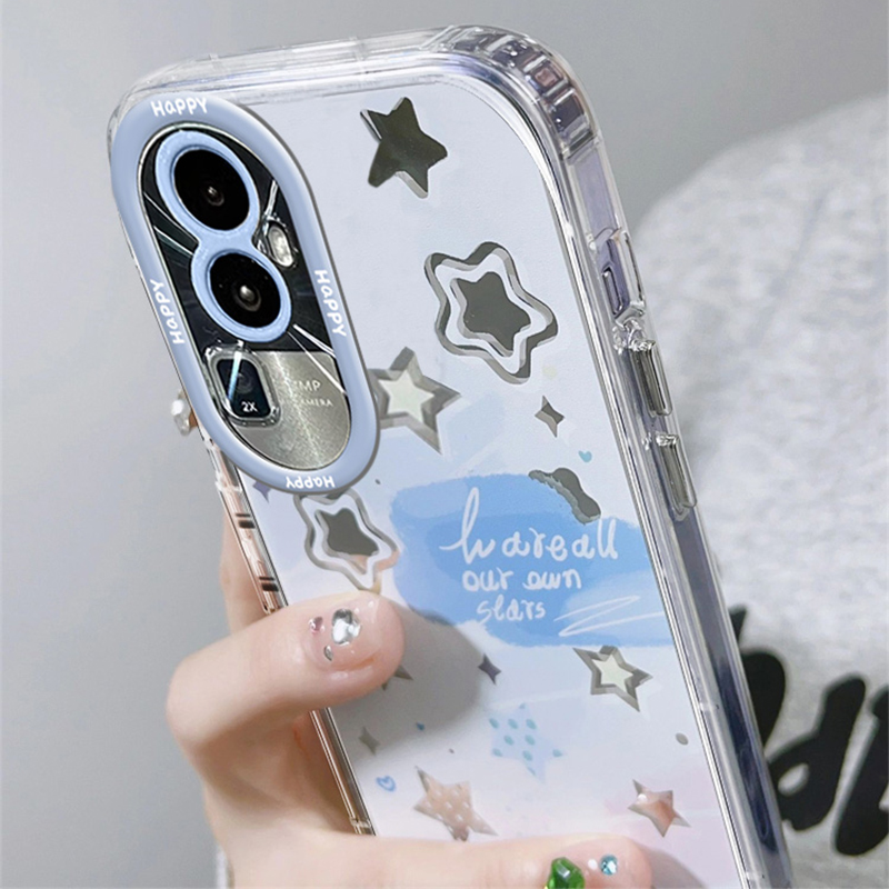 晕染蓝色星星OPPORENO11手机壳10PROplus+镜面9女8渐变7SE创意6新款4防摔3FindX5全包97保护A92s套A72A58A36