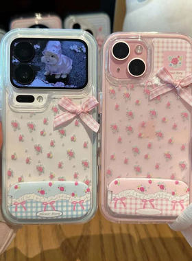 碎花粉蝴蝶结新款适用苹果17Promax手机壳iPhone16pro13小米15华为mate80pura80k90note14荣耀400x200findx8