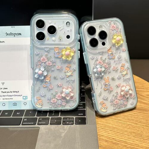 春天立体花朵小兔新款适用苹果17Pro手机壳iPhone16max14小米17华为mate80pura80k90nova15荣耀400x300findx9
