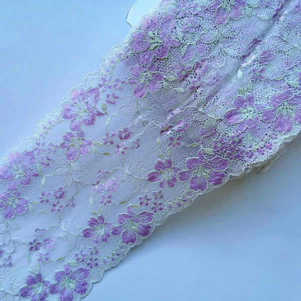 紫色弹力蕾丝花边辅料