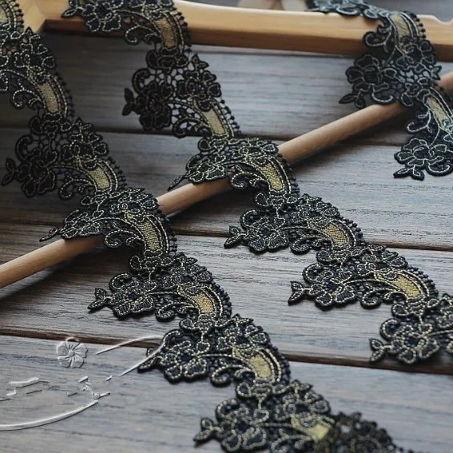6A16黑金色水溶刺绣蕾丝花边辅料服装制衣旗袍洋装BJD娃衣diy