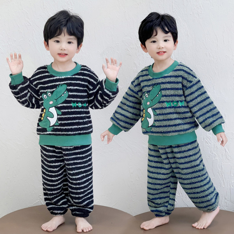 儿童珊瑚绒睡衣男童冬加厚小童