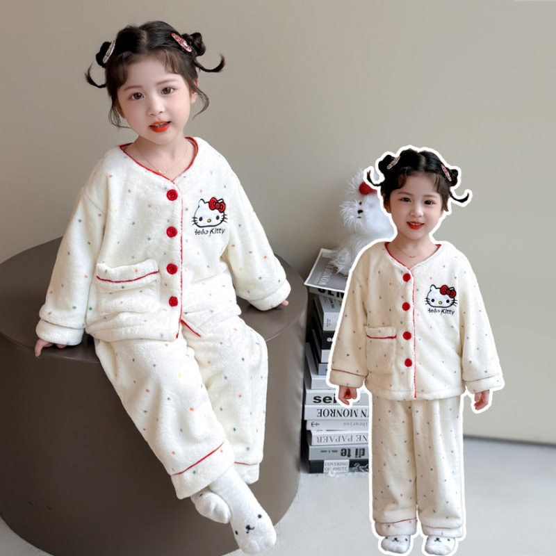 女童睡衣套装2025新款秋冬
