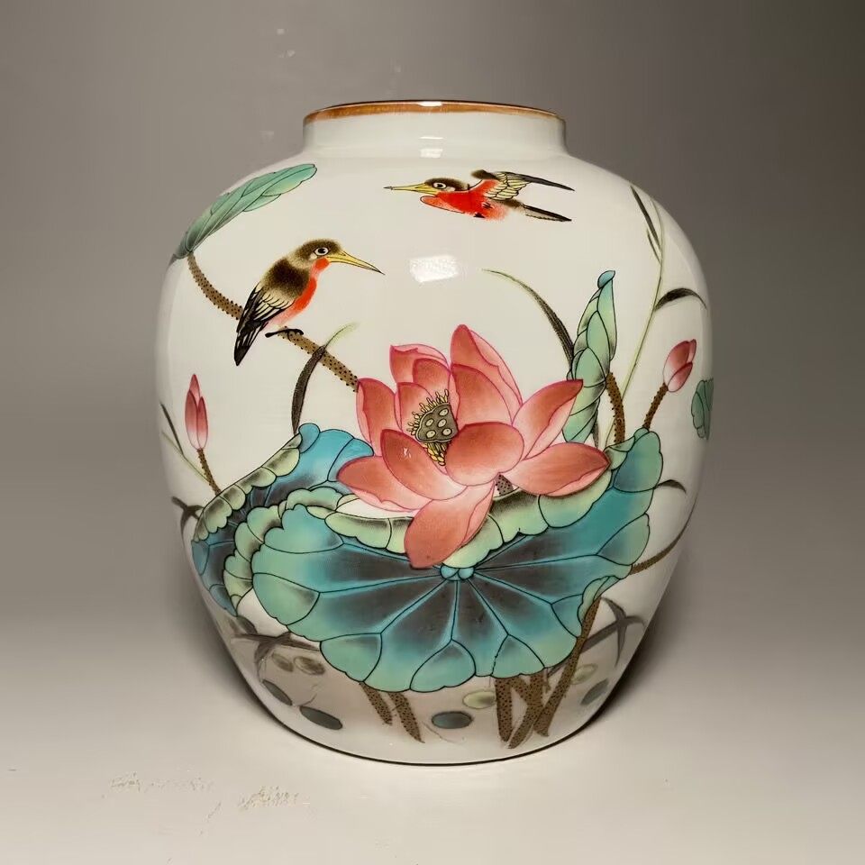 仿古玩仿清代光绪年制粉彩花瓶白釉紫边坛茶叶罐家居装饰品收藏,家居饰品,桌面摆件,淘宝优惠券,粉丝福利购,淘宝优惠卷