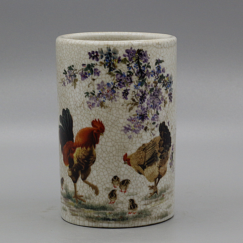 仿大清光绪年制粉彩山水小笔筒仿古瓷器老货旧Q货古董古玩收藏摆