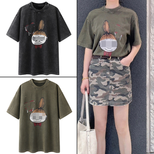 现货2026夏新卡通娃娃字母印花宽松休闲短袖T恤上衣女MBF2TEE047