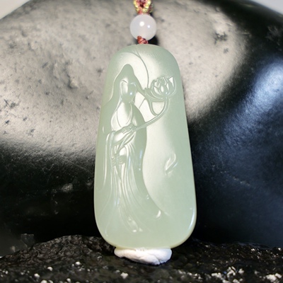 秋会长新疆和田玉观世音挂件吊坠