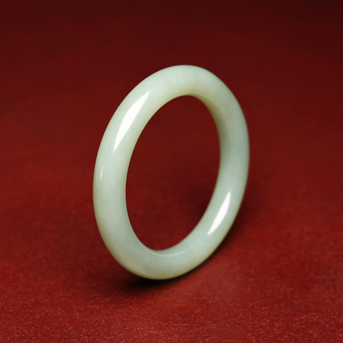 秋石青玉籽圆条手镯53.5mm