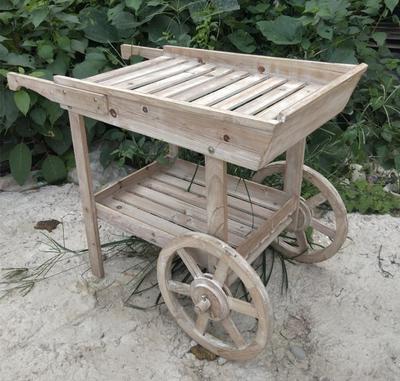 美式乡村花园园艺多肉花架 做旧手推车花房花车 实木橱窗花架摆件