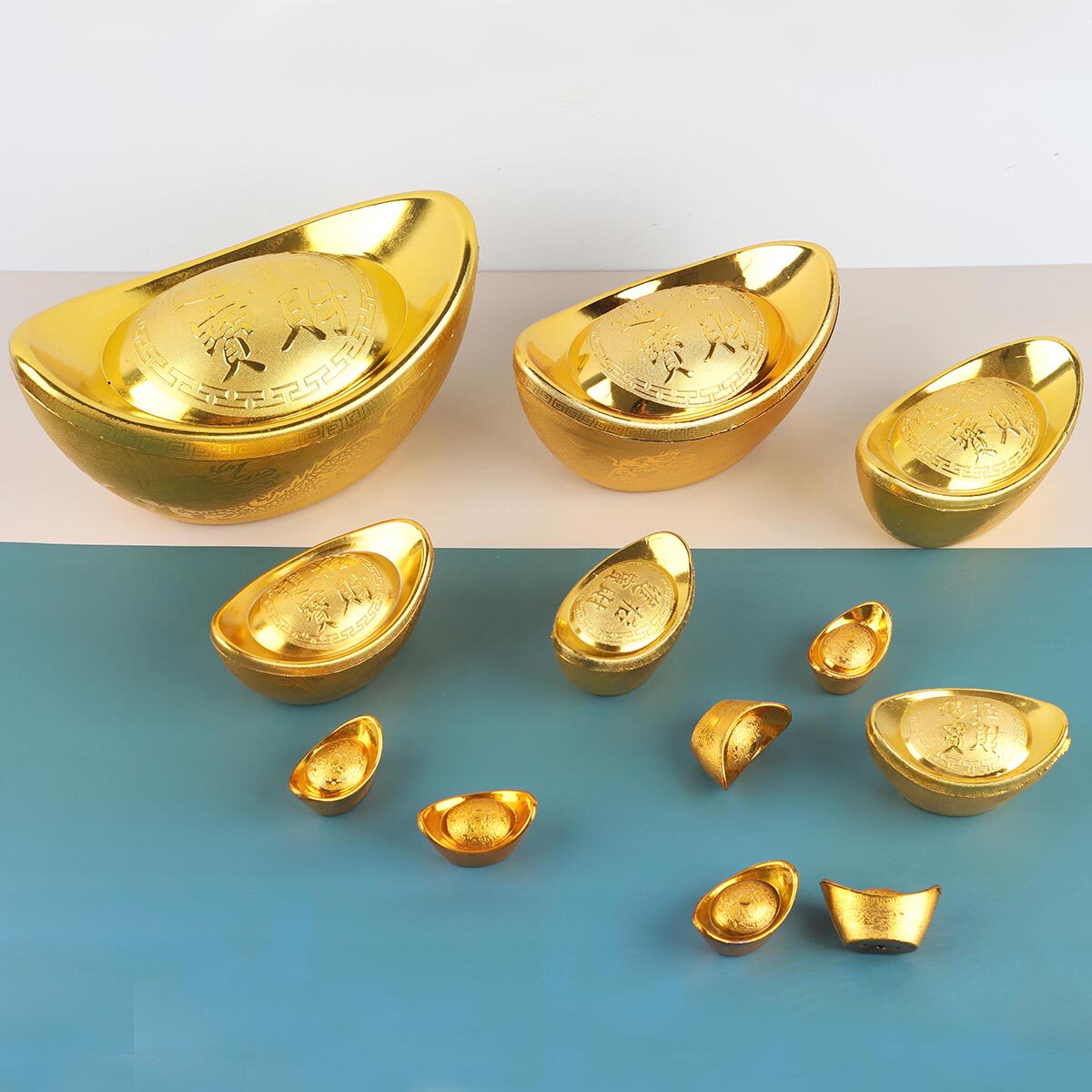 金元宝摆件招财家具风水新年装饰品糖果盒仿真大元宝道具空心塑料