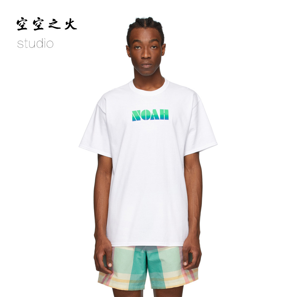 【海淘现货】正品Noah潮牌GradientLogo蓝绿渐变色短袖休闲男T恤