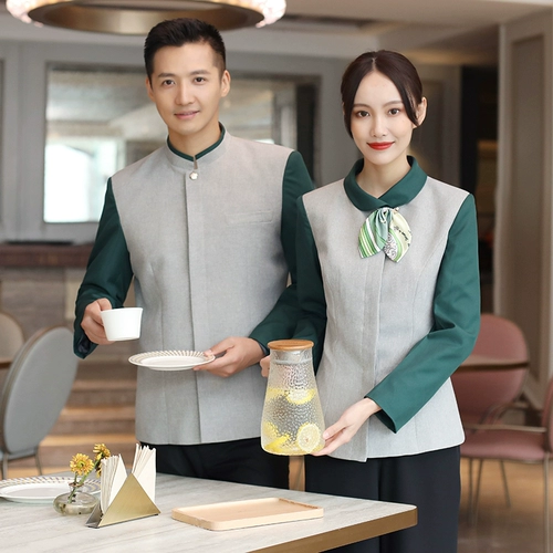 Ресторан Официант рабочая одежда длинная -насыщенная весенняя и осенняя отель