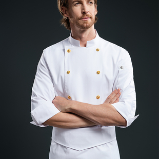 高端酒店厨师长大厨工作服长袖会所私厨行政总厨烹饪大师服装定制