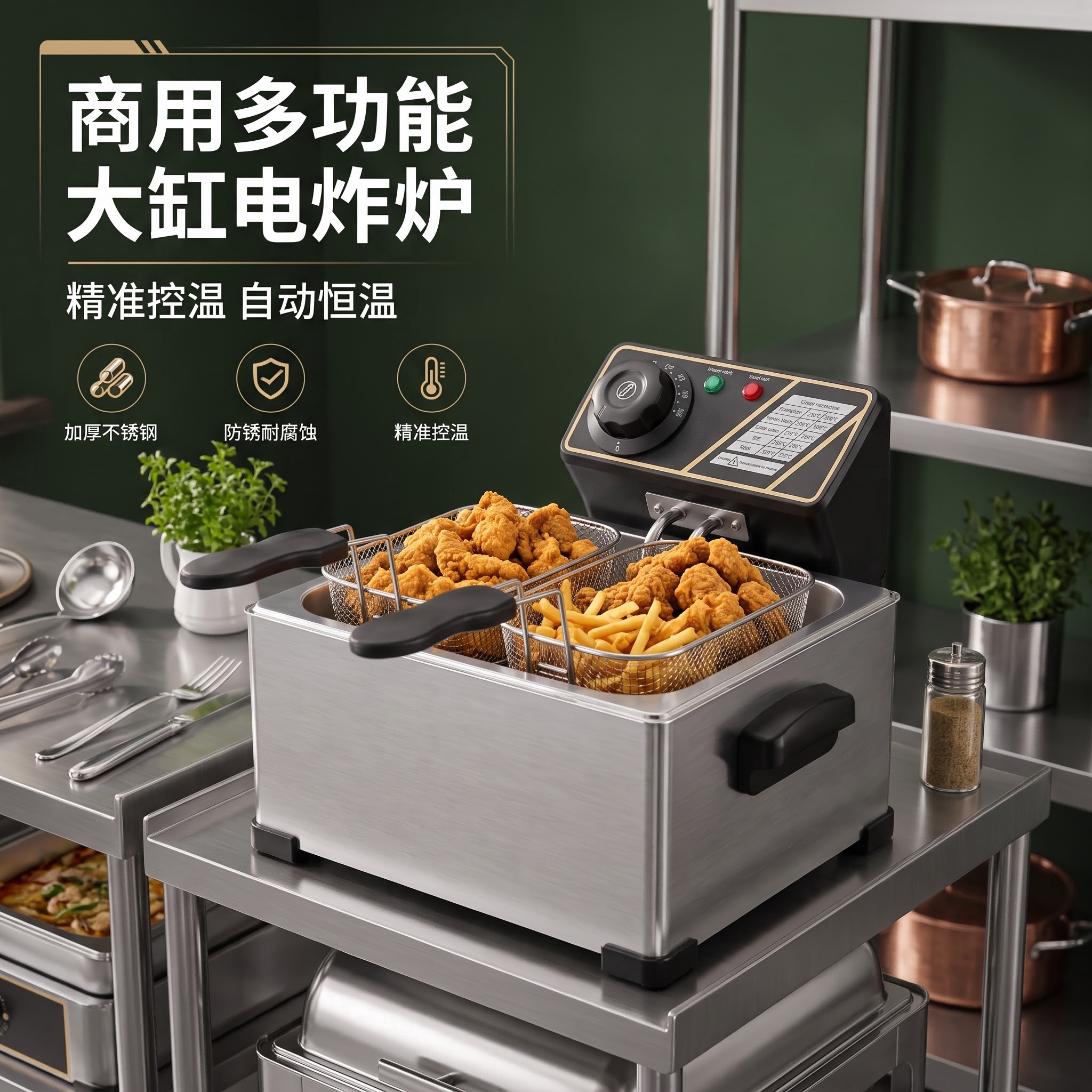 绿巢小型商用电热油炸锅多功能家用电炸炉炸鸡薯条炸串锅