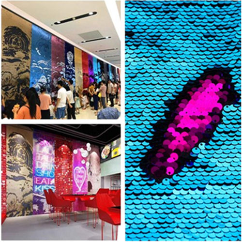 双色可翻亮片5mm鱼鳞亮片背景布