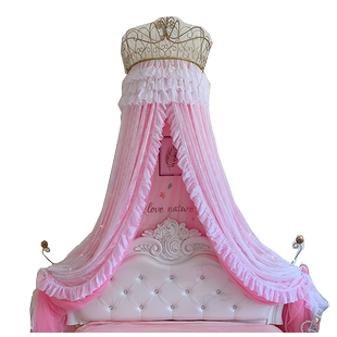 公主风床幔蚊帐家用床帘幔纱可爱少女床头装饰帘婚庆纱帐纱帘皇冠