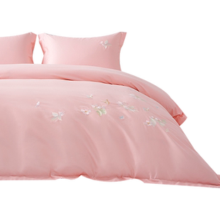 TEVEL/堂皇家纺四件套100纯棉全棉贡缎轻奢绣花被套床单床品