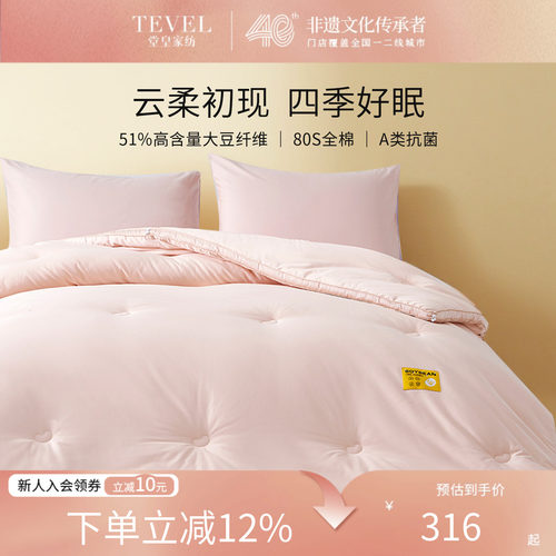 TEVEL/堂皇全棉A类被子大豆纤维春秋被加厚冬被